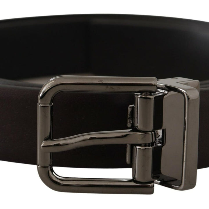 Dolce & Gabbana Dark Purple Leather Box Borchia Metal Buckle Belt