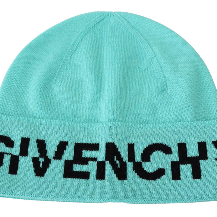 Givenchy Green Wool Beanie Unisex Logo Hat