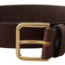 Dolce & Gabbana Brown Plain Calf Leather Gold Tone Buckle Belt