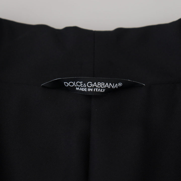 Dolce & Gabbana Black Robe Striped DG Patch Jacket Men Blazer