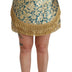 Dolce & Gabbana Blue High Waist Jacquard Tassel Gold Skirt