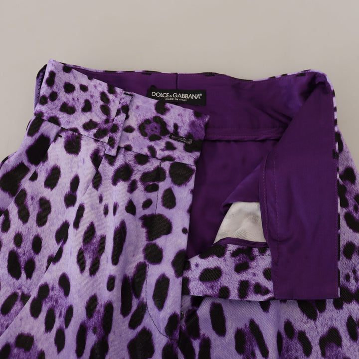 Dolce & Gabbana Purple Leopard Print High Waist Pants