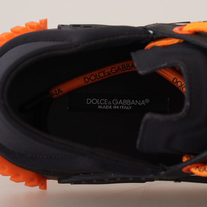 Dolce & Gabbana Black Orange Fabric Lace Up Sneakers NS1 Shoes