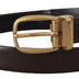 Dolce & Gabbana Brown Calf Leather Gold Tone Metal Buckle Belt