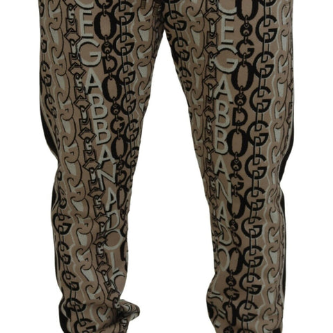 Dolce & Gabbana Beige Logo Print Cotton Jogger Pants