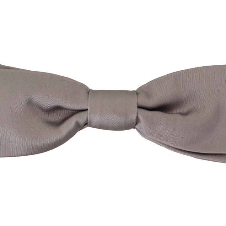 Dolce & Gabbana Silver 100% Silk Slim Adjustable Neck Papillon Tie