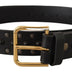 Dolce & Gabbana Black Leather Studded Gold Tone Metal Buckle Belt