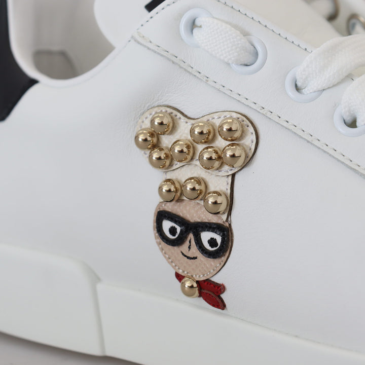 Dolce & Gabbana White Logo Patch Embellished Sneakers Shoes