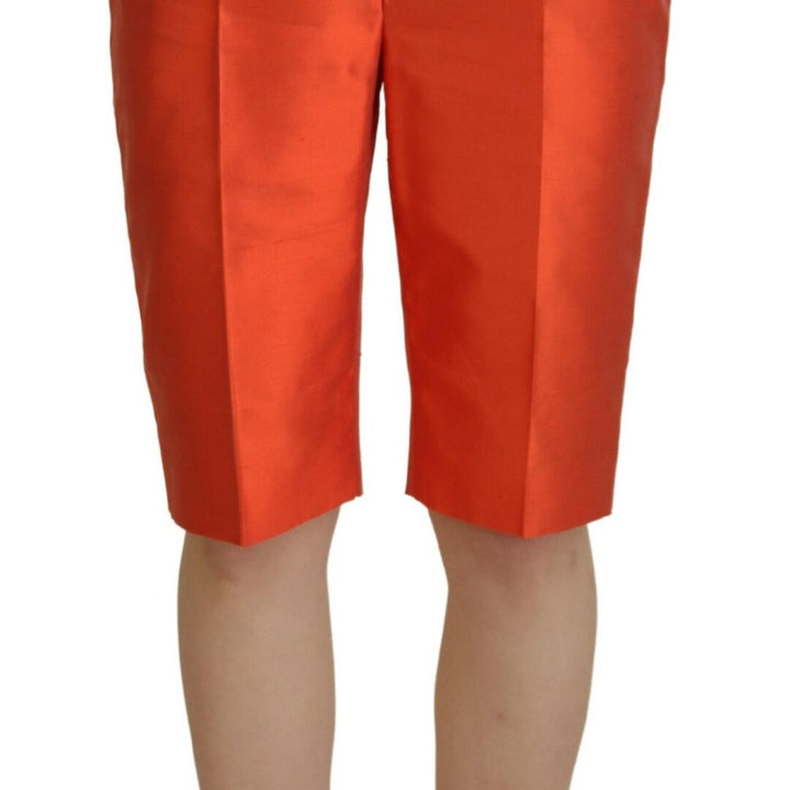 Dolce & Gabbana Orange Silk High Waist Cropped Pants