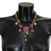 Dolce & Gabbana Gold Brass Chain Crystal Floral Roses Jewelry Necklace