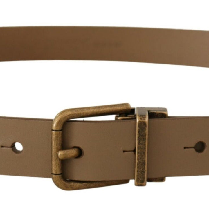 Dolce & Gabbana Brown Solid Leather Brass Buckle Classic Belt