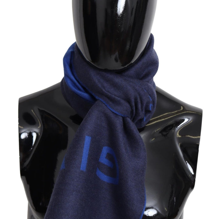 Givenchy Blue Wool Unisex Winter Warm  Scarf Wrap Shawl