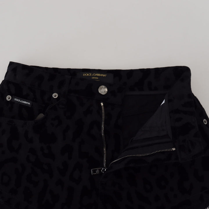 Dolce & Gabbana Black Denim Cotton Stretch Hot Pants Shorts