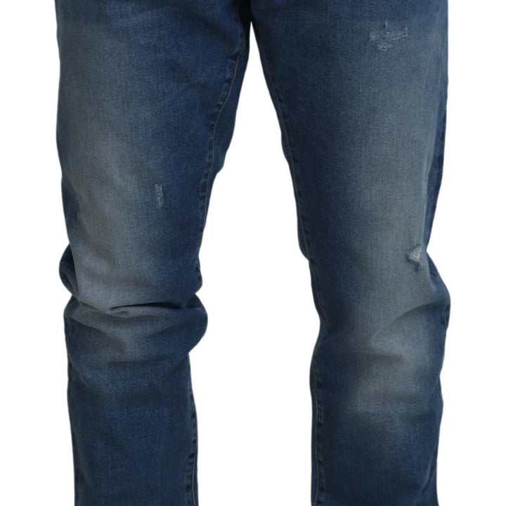 Dolce & Gabbana Blue Washed Skinny Cotton Denim Jeans