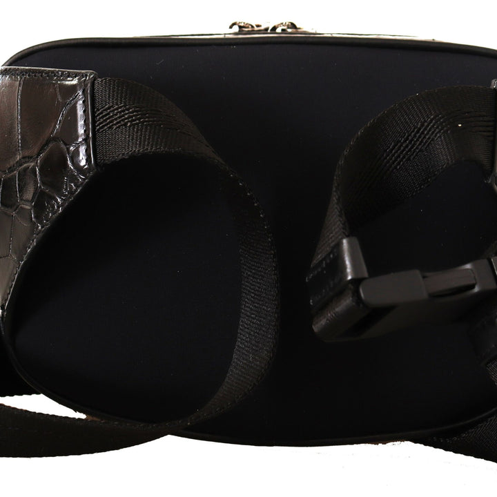 Dolce & Gabbana Black DG Logo Exotic Leather Fanny Pack Pouch Bag