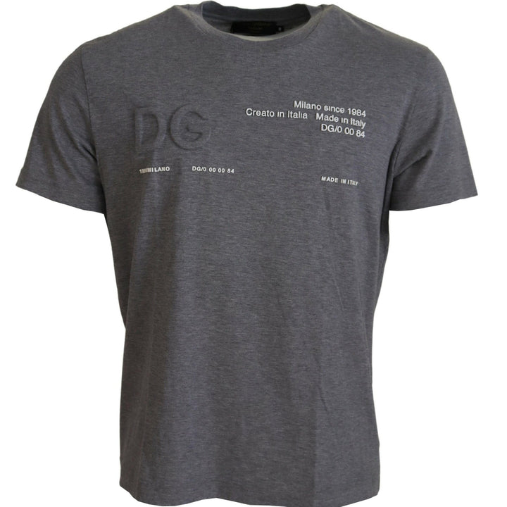 Dolce & Gabbana Gray Logo Cotton Top Exclusive T-shirt
