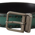 Dolce & Gabbana Green Giotto Leather Silver Metal Buckle Belt