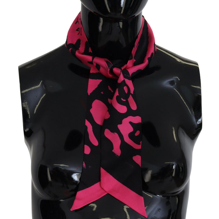 Dolce & Gabbana Pink Logo Print Silk Necktie Shawl Scarf