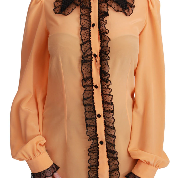 Dolce & Gabbana Yellow Silk Sequin Lace Blouse Shirt