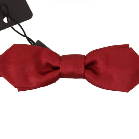 Dolce & Gabbana Red 100% Silk Slim Adjustable Neck Papillon Bow Tie