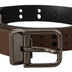 Dolce & Gabbana Dark Brown Perforated Leather Metal Belt