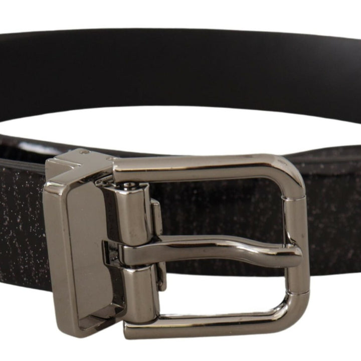 Dolce & Gabbana Black Leather Vernice Metal Buckle Belt