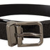 Dolce & Gabbana Black Leather Vernice Metal Buckle Belt