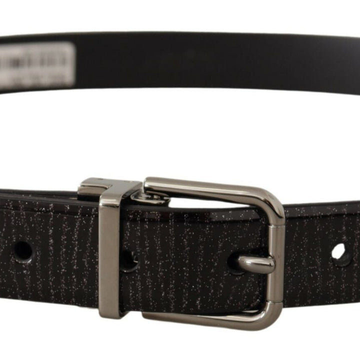 Dolce & Gabbana Black Leather Vernice Metal Buckle Belt