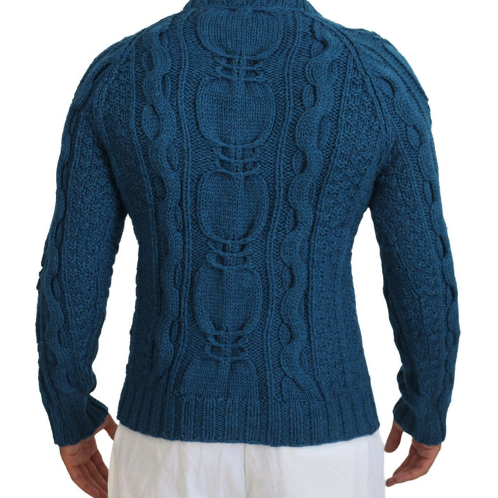 Dolce & Gabbana Blue Knitted Wool Alpaca Pullover Sweater