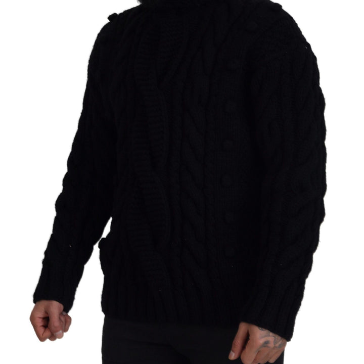 Dolce & Gabbana Black Cashmere Turtleneck Pullover Sweater