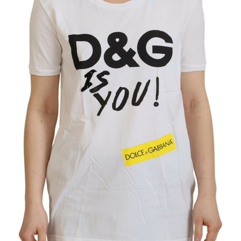 Dolce & Gabbana White DG Logo Printed Short Sleeves Top