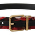 Dolce & Gabbana Red Jacquard Rose Leather Gold Metal Buckle Belt