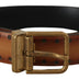 Dolce & Gabbana Brown Leather Dress Brass Metal Logo Buckle Belt