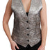 Dolce & Gabbana Silver Brocade Sleeveless Metallic Top