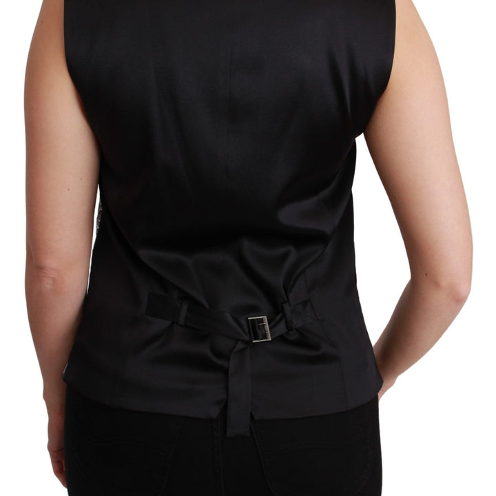 Dolce & Gabbana Silver Brocade Sleeveless Metallic Top
