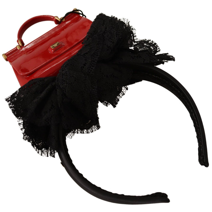 Dolce & Gabbana Black Cotton Red Hat Sicily Bag Headband Diadem