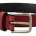 Dolce & Gabbana Maroon Vitello Leather Silver Metal Belt