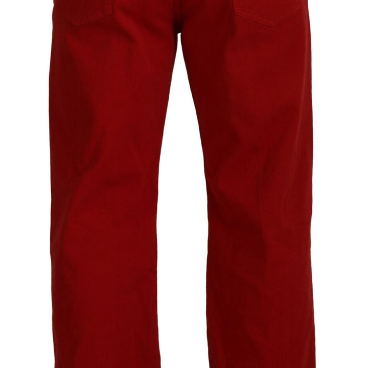 Dolce & Gabbana Red Cotton Straight Fit Men Denim Jeans