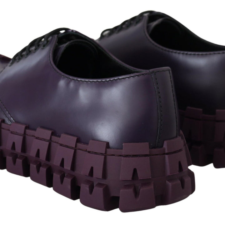 Prada Purple Leather Tractor Lace Up Sneakers Shoes