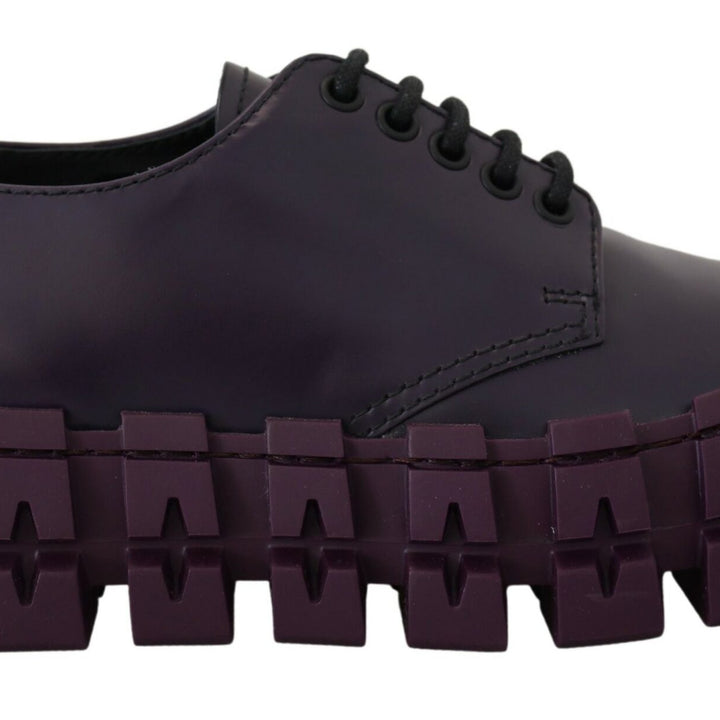 Prada Purple Leather Tractor Lace Up Sneakers Shoes