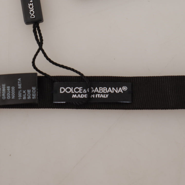 Dolce & Gabbana Black 100% Silk Adjustable Neck Papillon  Tie