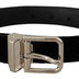 Dolce & Gabbana Black Velvet Silver Tone Metal Logo Buckle Belt