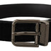 Dolce & Gabbana Black Velvet Silver Tone Logo Metal Buckle Belt