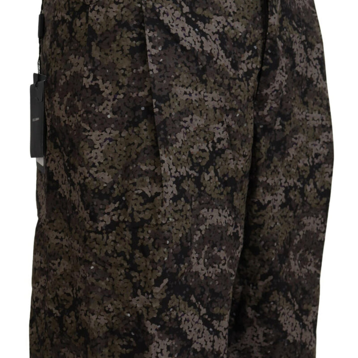 Dolce & Gabbana Black Green Military Patterned Cargo Shorts