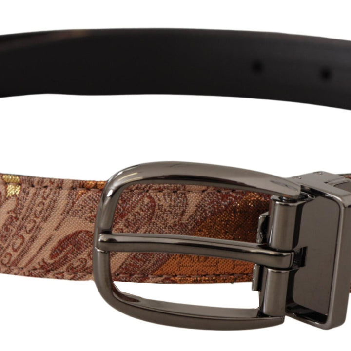 Dolce & Gabbana Multicolor Embossed Leather Black Metal Buckle Belt