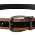 Dolce & Gabbana Multicolor Embossed Leather Black Metal Buckle Belt