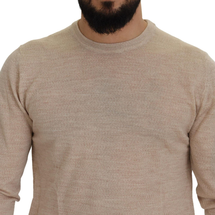 Dolce & Gabbana Beige Virgin Wool Crew Neck Pullover Sweater