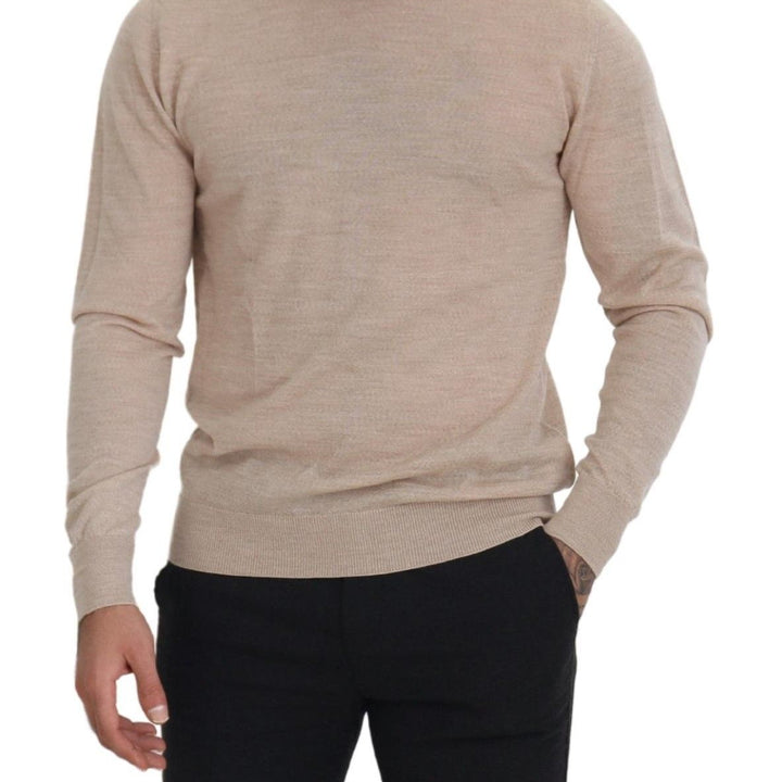 Dolce & Gabbana Beige Virgin Wool Crew Neck Pullover Sweater