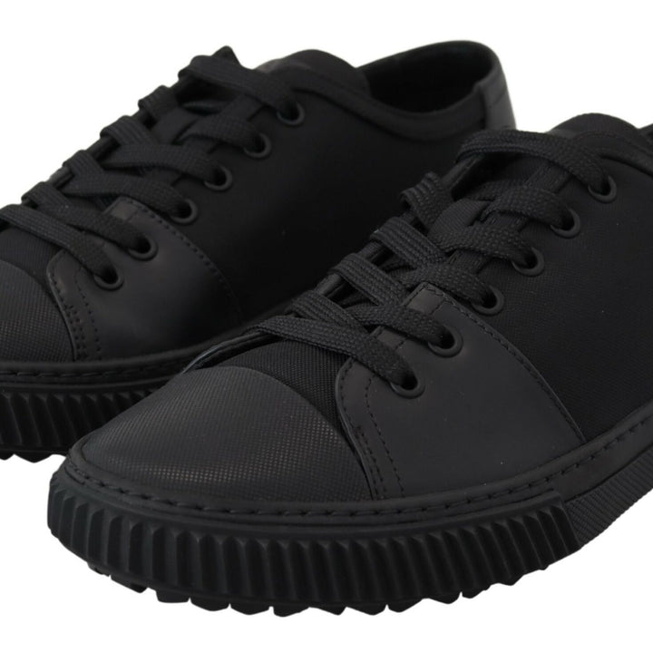 Prada Black Nylon Stratus Low Top Lace Up Sneakers Shoes