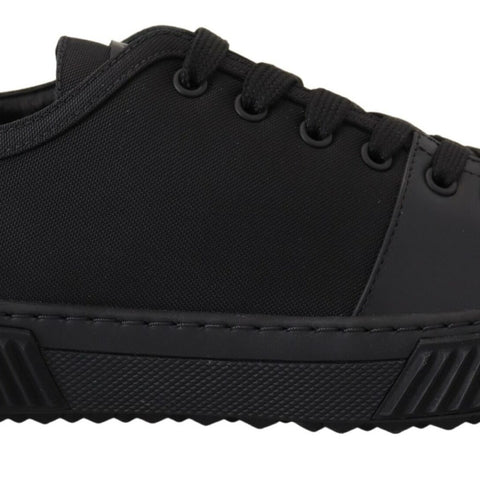 Prada Black Nylon Stratus Low Top Lace Up Sneakers Shoes